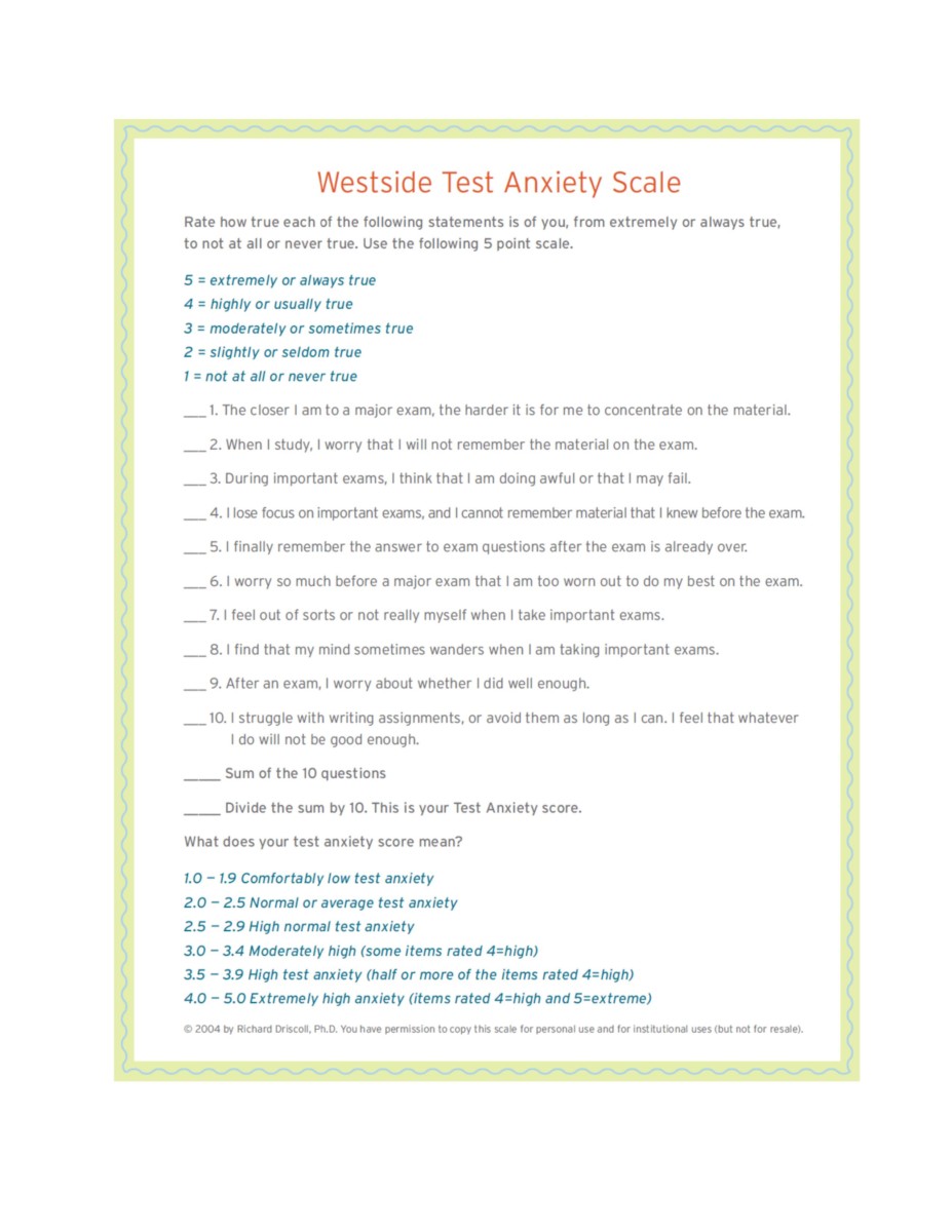 Westside Test Anxiety Scale